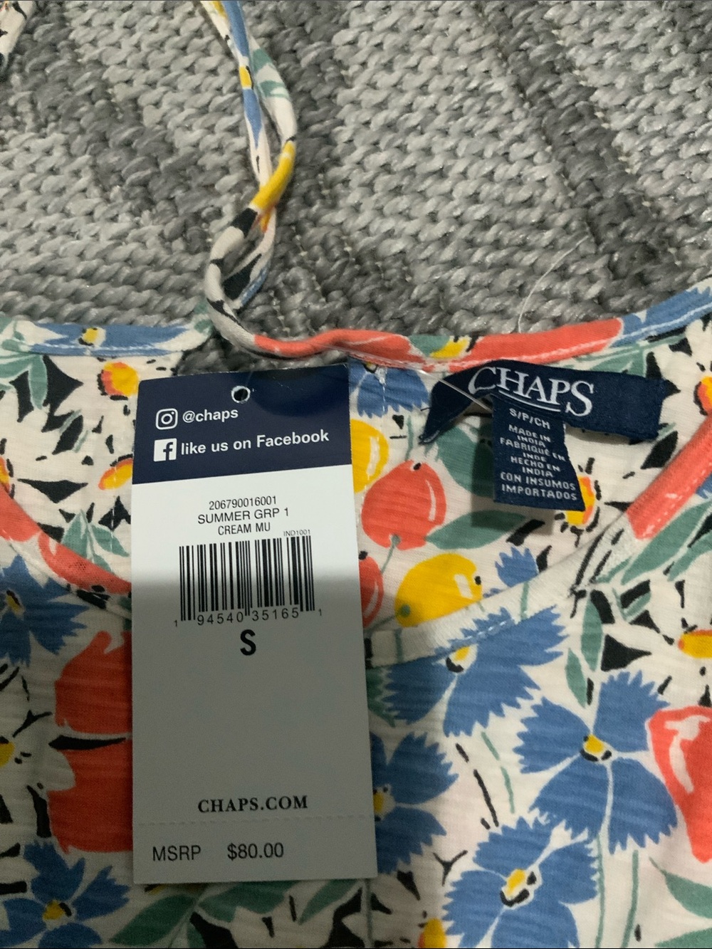 Chaps Floral Fit & Flare Midi Dress Multicolor Spaghetti Strap NWT - Picture 4 of 5